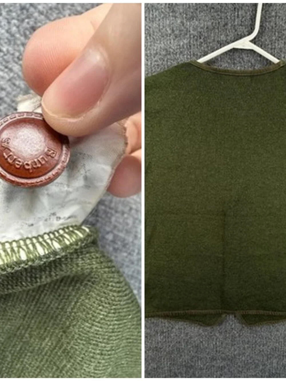 Burberry 5 Vest Green Mens V-Neck Sleeveless Solid Sweater Knit Adult Fashion